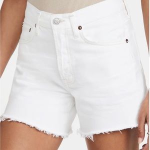 Agolde White Frayed Hem Denim Jean Shorts